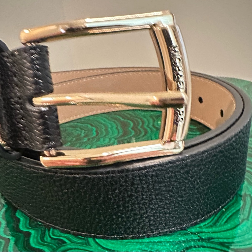 NWT Michael Kors Black & Gold Leather Belt Size Small - Picture 3 of 5